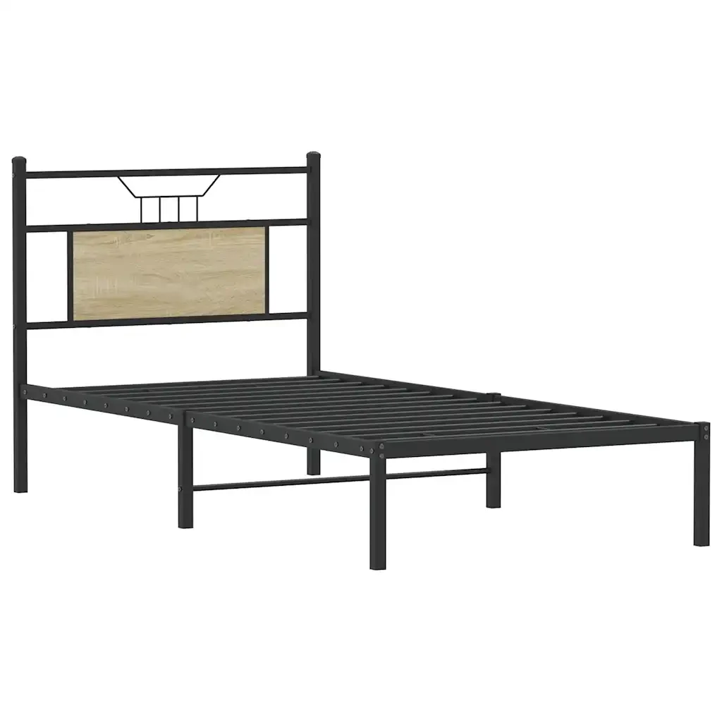 Letto singolo | Letto per adulti | Giroletto senza Materasso Rovere Sonoma 80x200 cm in Truciolato - Image 5