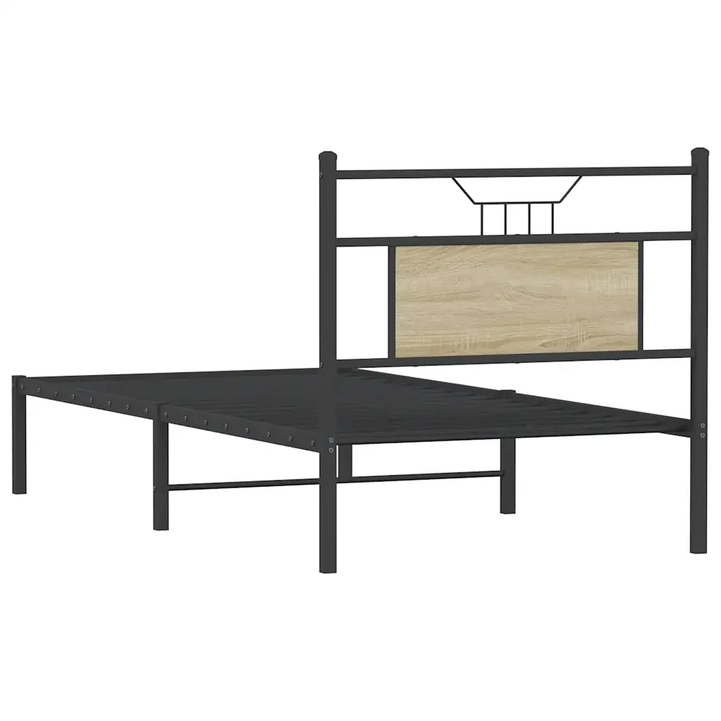 Letto singolo | Letto per adulti | Giroletto senza Materasso Rovere Sonoma 80x200 cm in Truciolato - Image 8