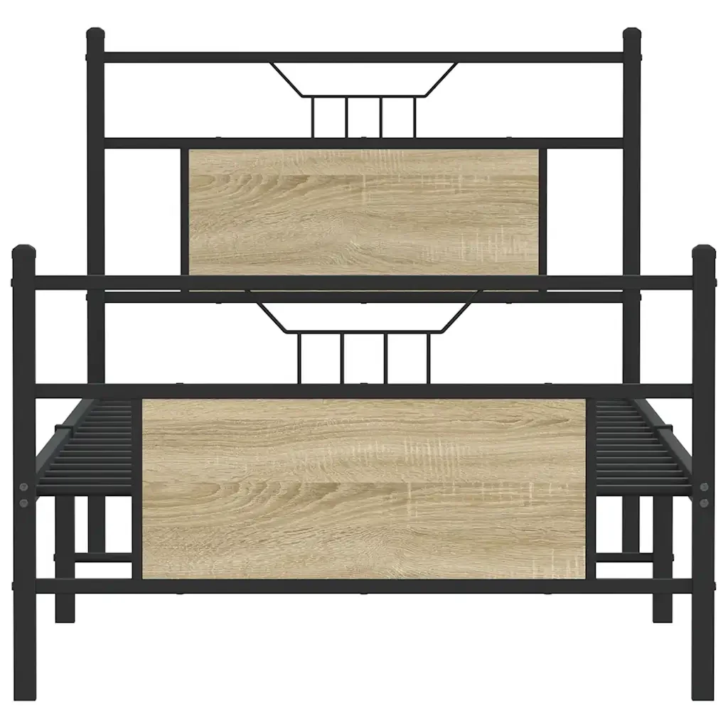 Letto singolo | Letto per adulti | Giroletto senza Materasso Rovere Sonoma 80x200 cm in Truciolato - Image 6