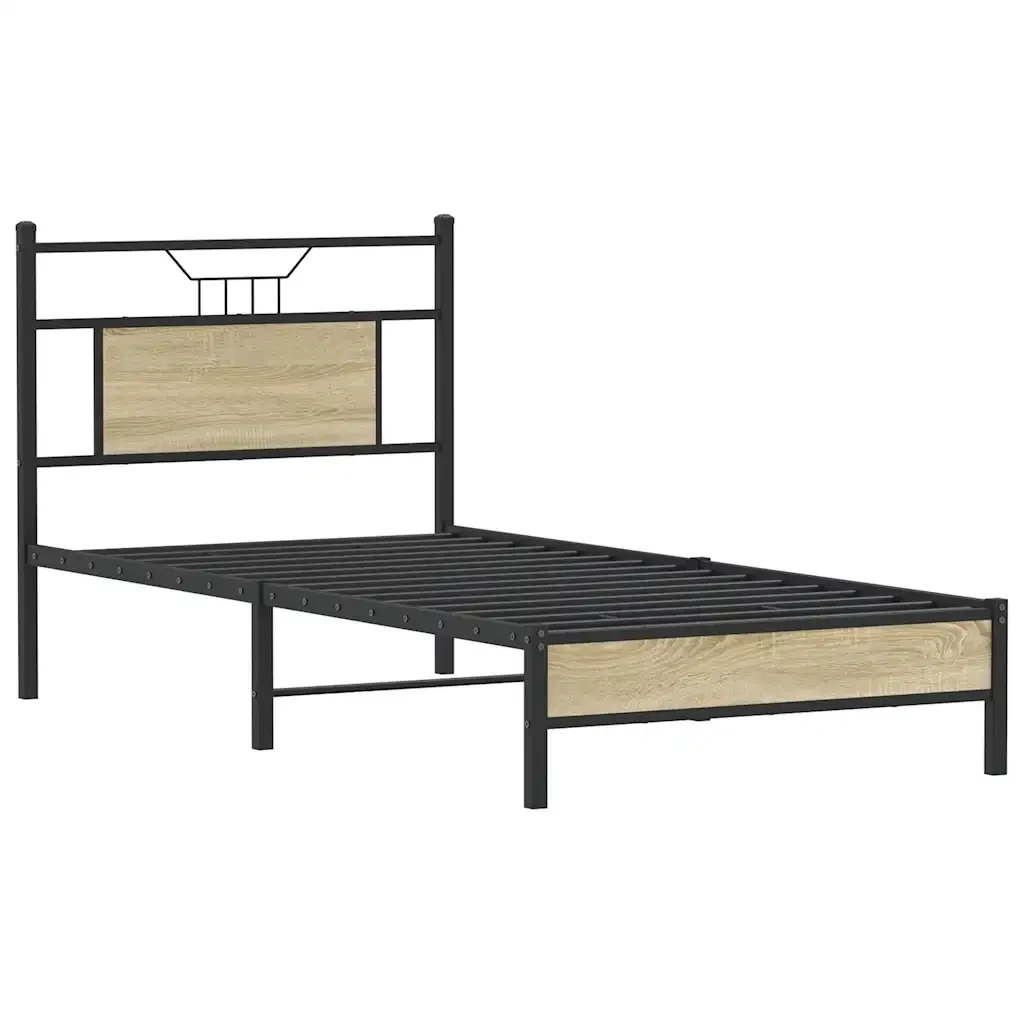 Letto singolo | Letto per adulti | Giroletto senza Materasso Rovere Sonoma 80x200 cm in Truciolato - Image 5