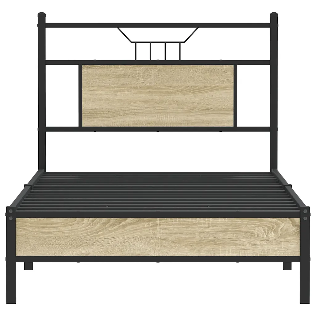 Letto singolo | Letto per adulti | Giroletto senza Materasso Rovere Sonoma 80x200 cm in Truciolato - Image 6