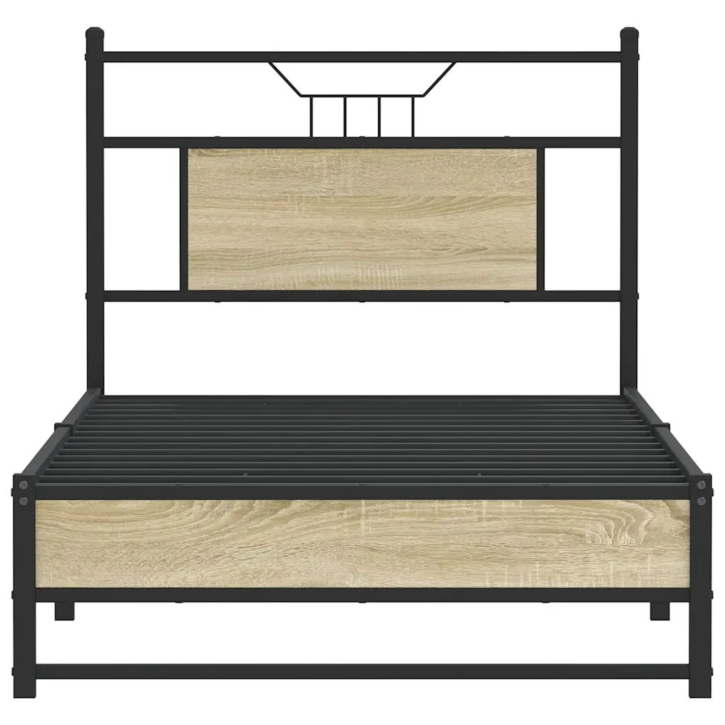 Letto singolo | Letto per adulti | Giroletto senza Materasso Rovere Sonoma 80x200 cm in Truciolato - Image 6