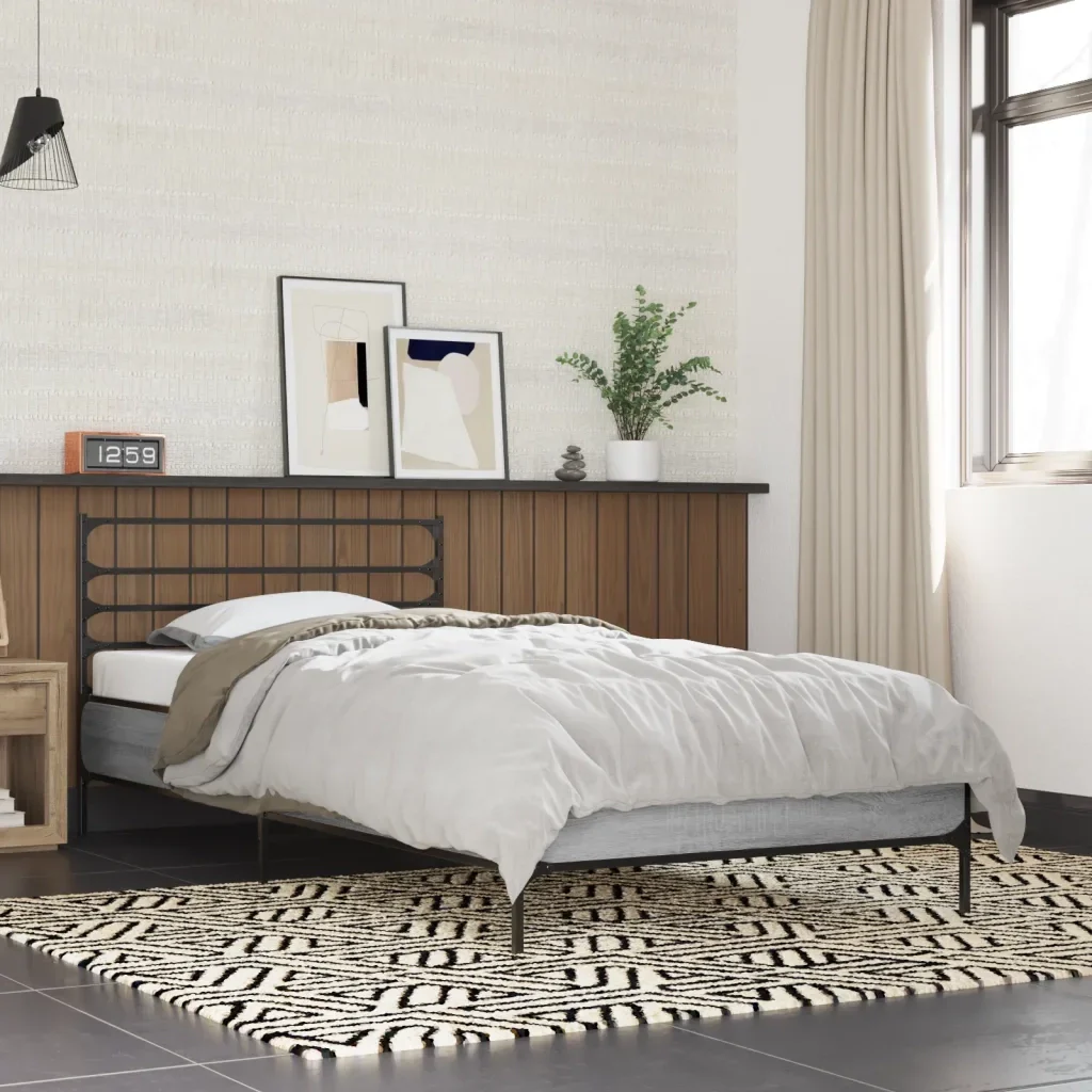 Letto singolo | Letto per adulti | Giroletto senza Materasso Rovere Sonoma 90x190 cm - Image 2