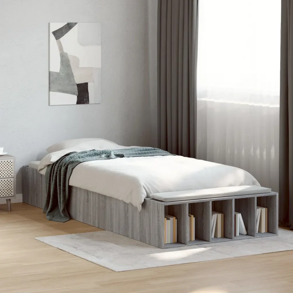 Letto singolo | Letto per adulti | Giroletto senza Materasso Rovere Sonoma 90x190 cm - Image 2