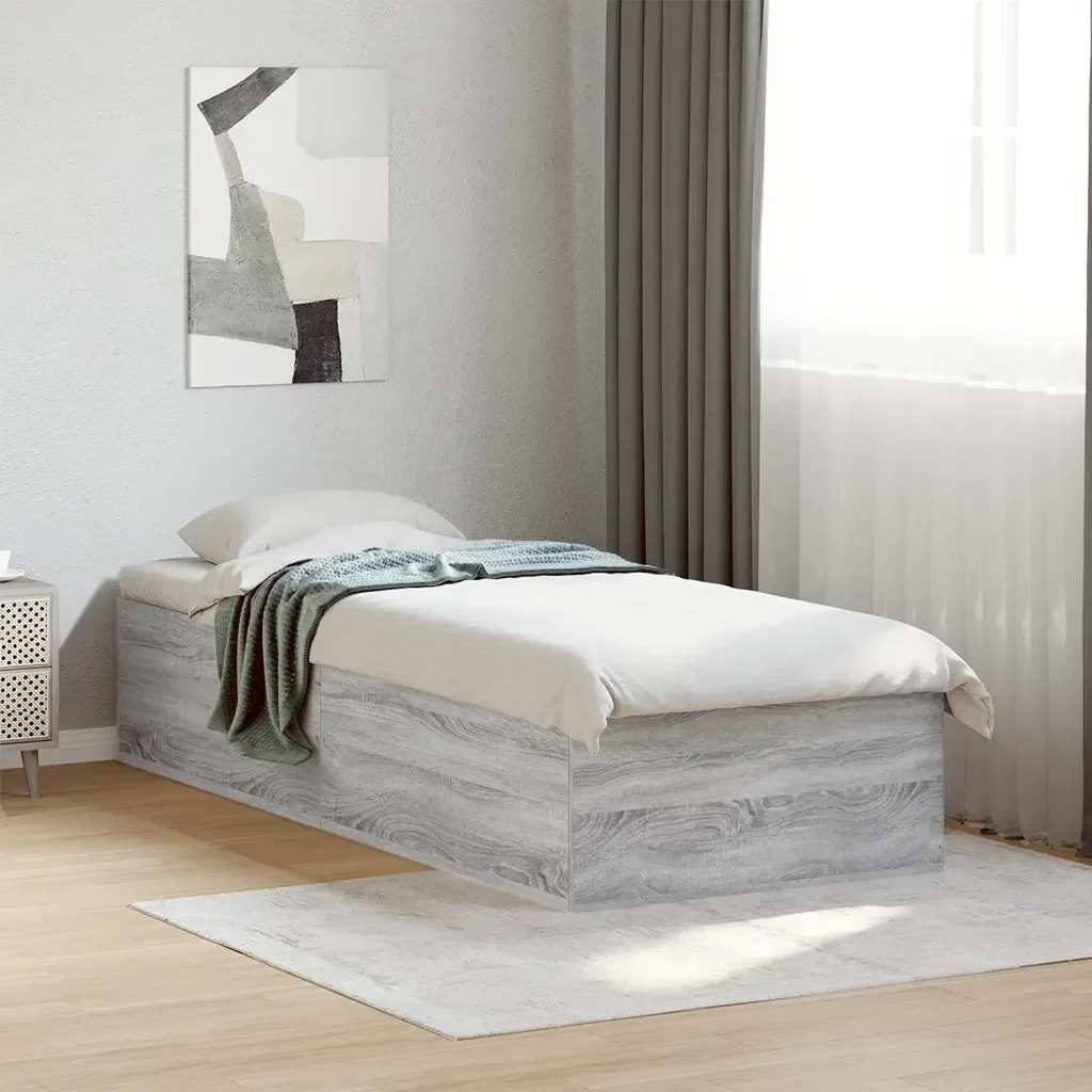 Letto singolo | Letto per adulti | Giroletto senza Materasso Rovere Sonoma 90x190 cm - Image 2