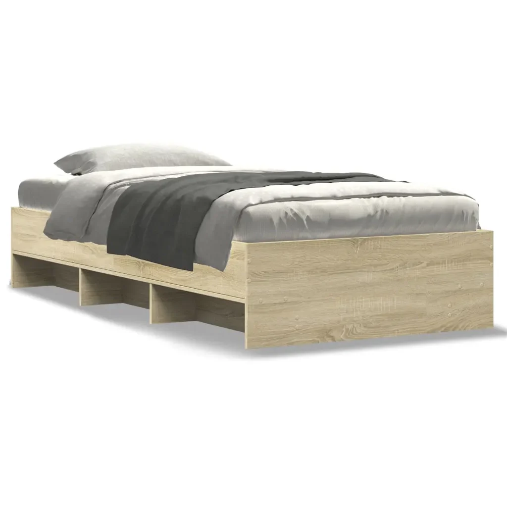 Letto singolo | Letto per adulti | Giroletto senza Materasso Rovere Sonoma 90x190 cm in Truciolato