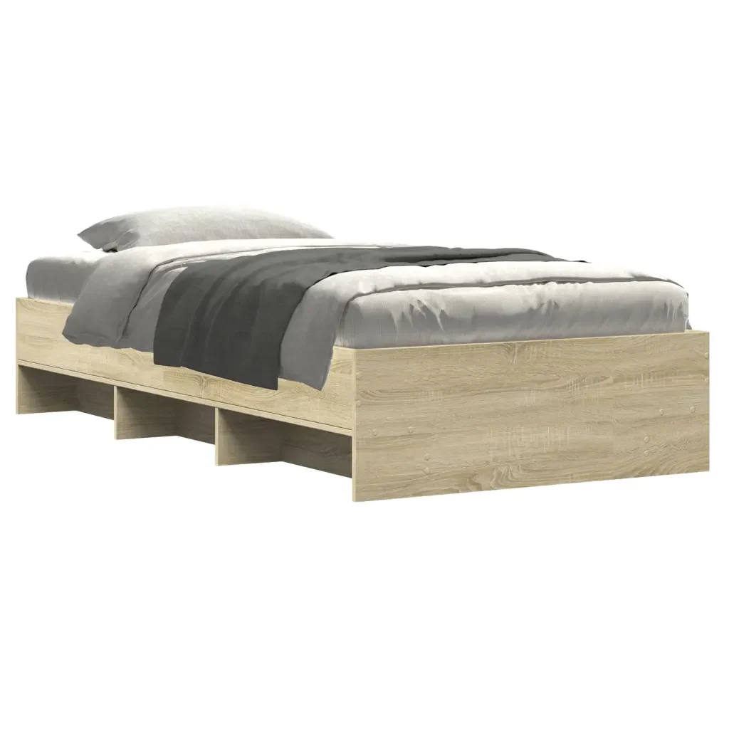 Letto singolo | Letto per adulti | Giroletto senza Materasso Rovere Sonoma 90x190 cm in Truciolato - Image 4