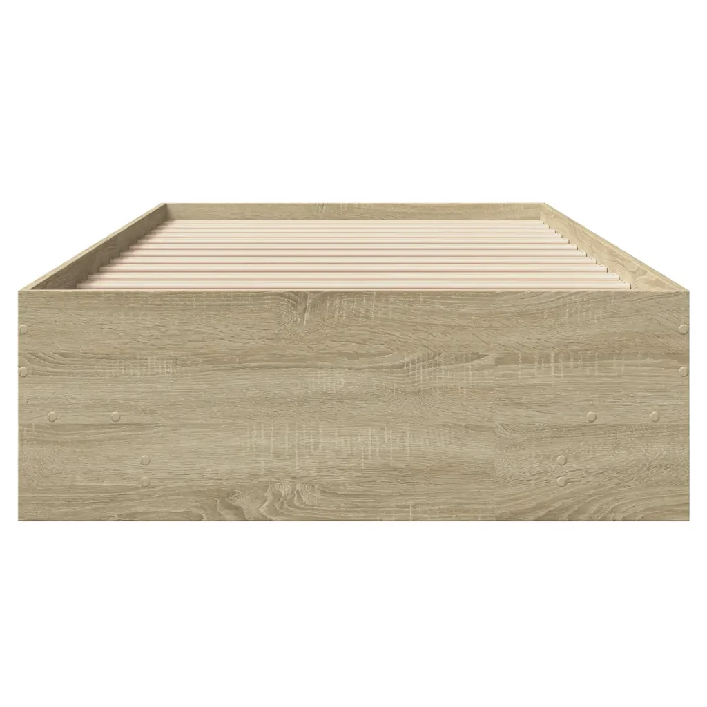 Letto singolo | Letto per adulti | Giroletto senza Materasso Rovere Sonoma 90x190 cm in Truciolato - Image 5