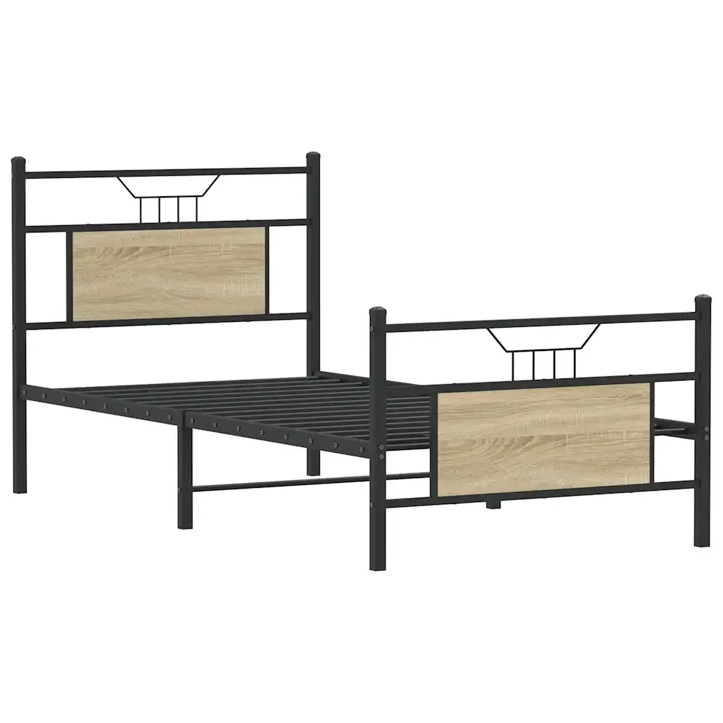 Letto singolo | Letto per adulti | Giroletto senza Materasso Rovere Sonoma 90x190 cm in Truciolato - Image 3