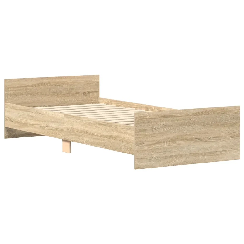 Letto singolo | Letto per adulti | Giroletto senza Materasso Rovere Sonoma 90x190 cm in Truciolato - Image 5