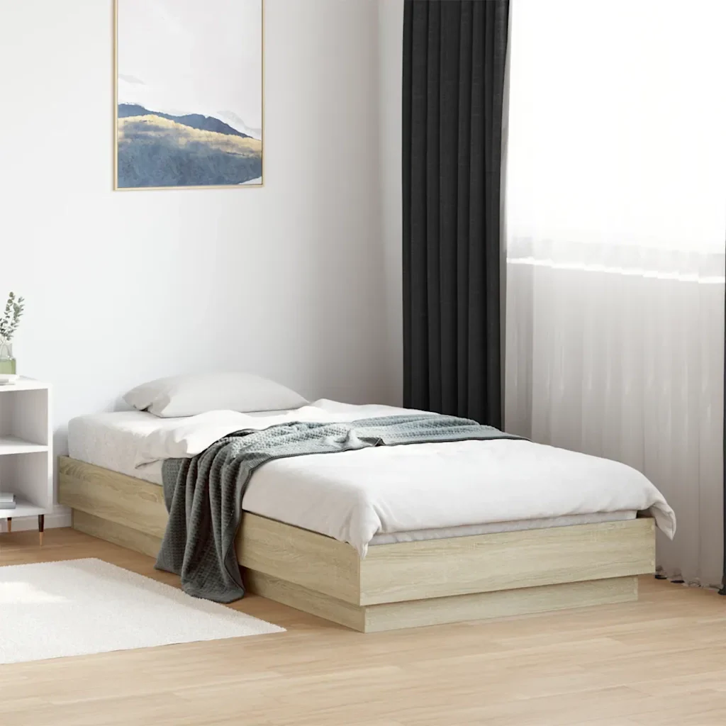 Letto singolo | Letto per adulti | Giroletto senza Materasso Rovere Sonoma 90x190 cm in Truciolato - Image 2