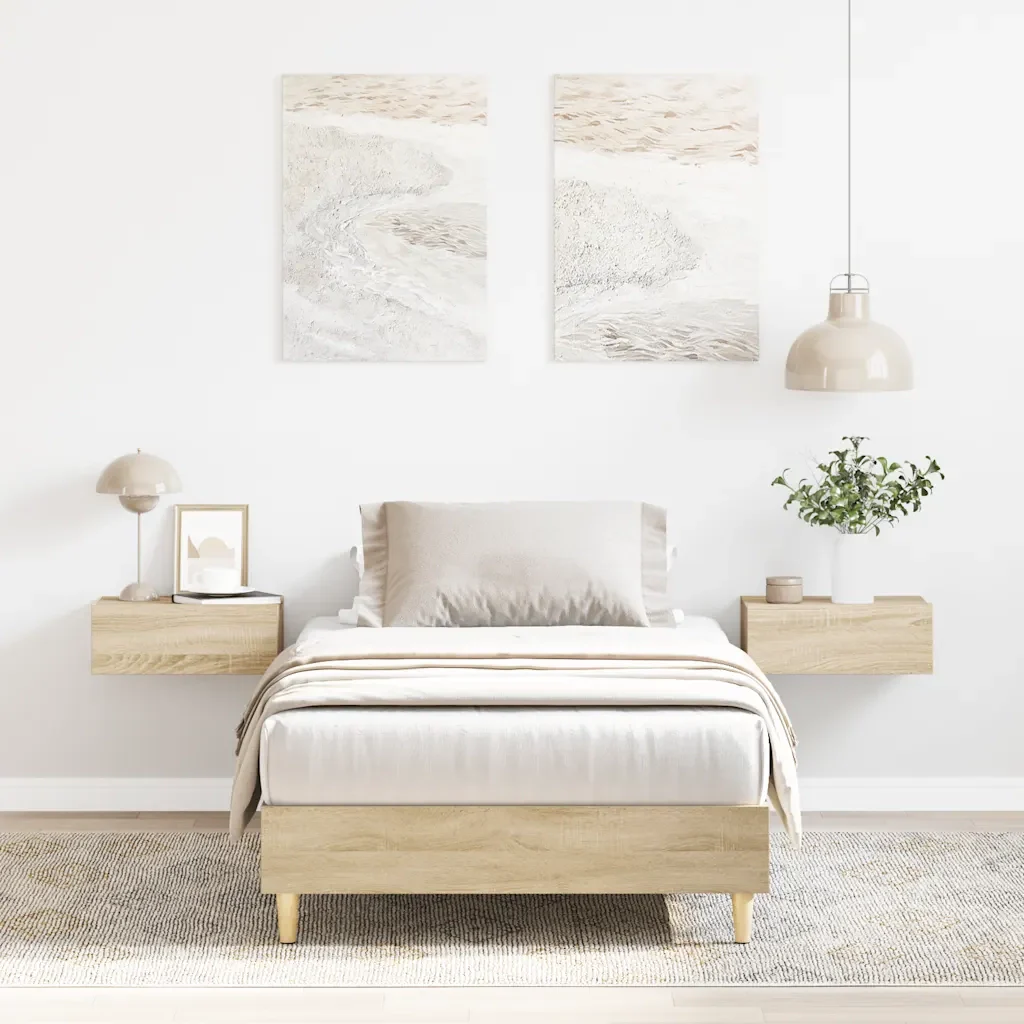 Letto singolo | Letto per adulti | Giroletto senza Materasso Rovere Sonoma 90x190 cm in Truciolato - Image 2