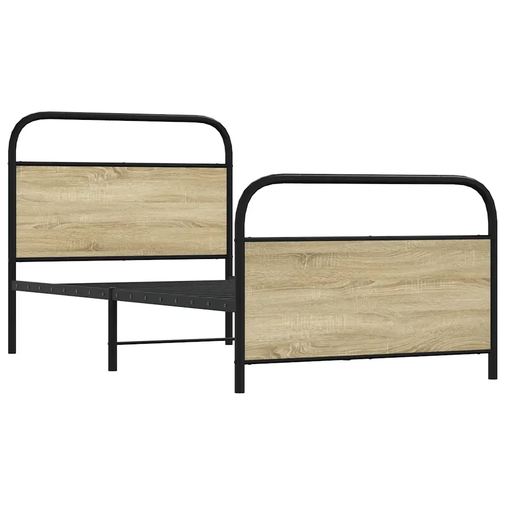 Letto singolo | Letto per adulti | Giroletto senza Materasso Rovere Sonoma 90x190 cm in Truciolato - Image 5