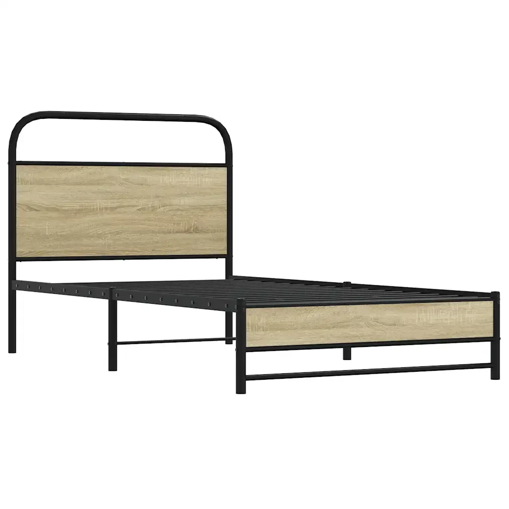 Letto singolo | Letto per adulti | Giroletto senza Materasso Rovere Sonoma 90x190 cm in Truciolato - Image 4