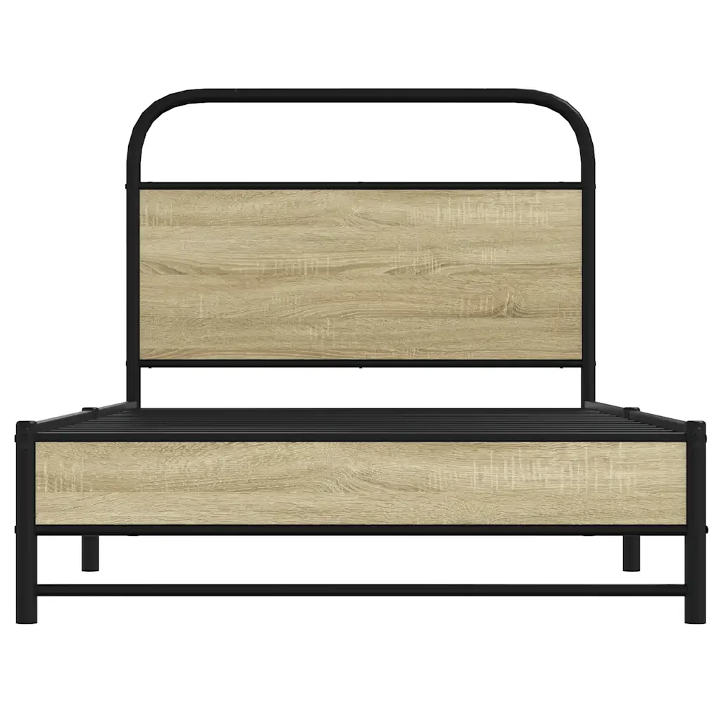Letto singolo | Letto per adulti | Giroletto senza Materasso Rovere Sonoma 90x190 cm in Truciolato - Image 5