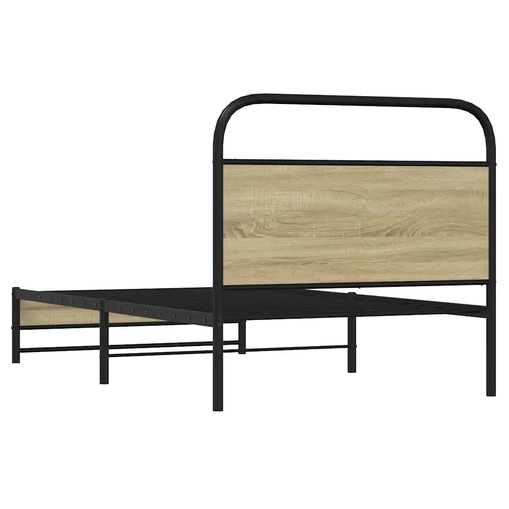 Letto singolo | Letto per adulti | Giroletto senza Materasso Rovere Sonoma 90x190 cm in Truciolato - Image 7