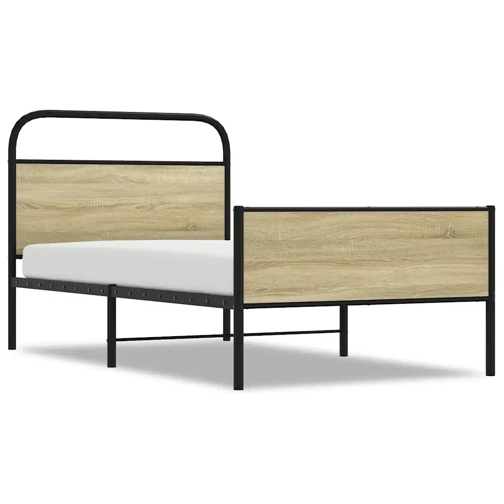 Letto singolo | Letto per adulti | Giroletto senza Materasso Rovere Sonoma 90x190 cm in Truciolato