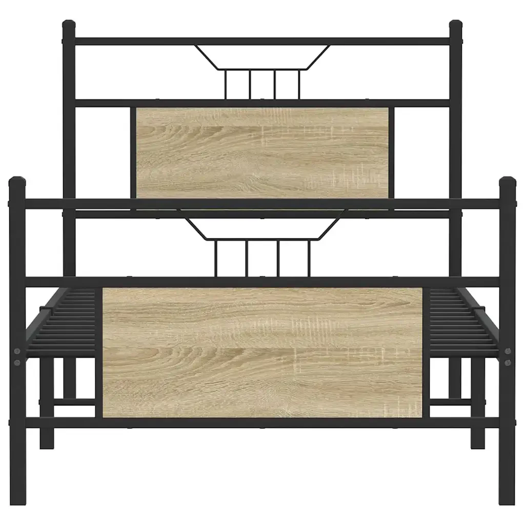 Letto singolo | Letto per adulti | Giroletto senza Materasso Rovere Sonoma 90x200 cm in Truciolato - Image 6
