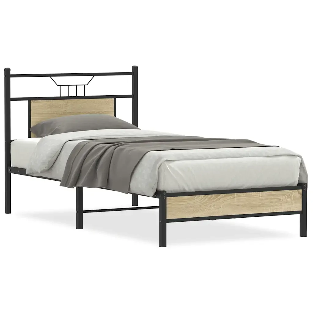 Letto singolo | Letto per adulti | Giroletto senza Materasso Rovere Sonoma 90x200 cm in Truciolato