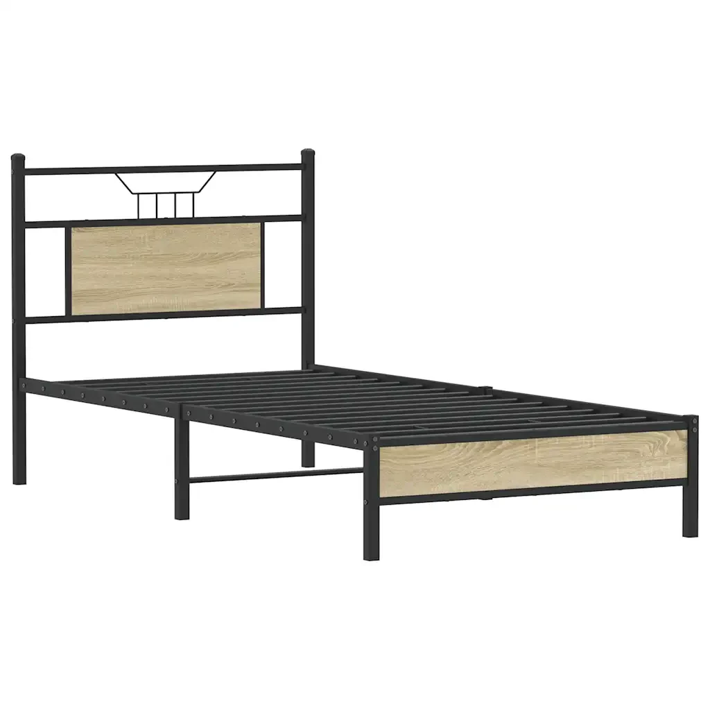 Letto singolo | Letto per adulti | Giroletto senza Materasso Rovere Sonoma 90x200 cm in Truciolato - Image 5