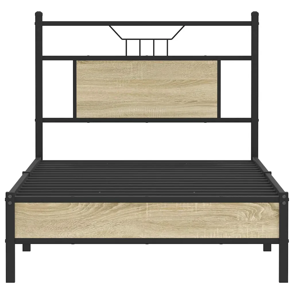 Letto singolo | Letto per adulti | Giroletto senza Materasso Rovere Sonoma 90x200 cm in Truciolato - Image 6