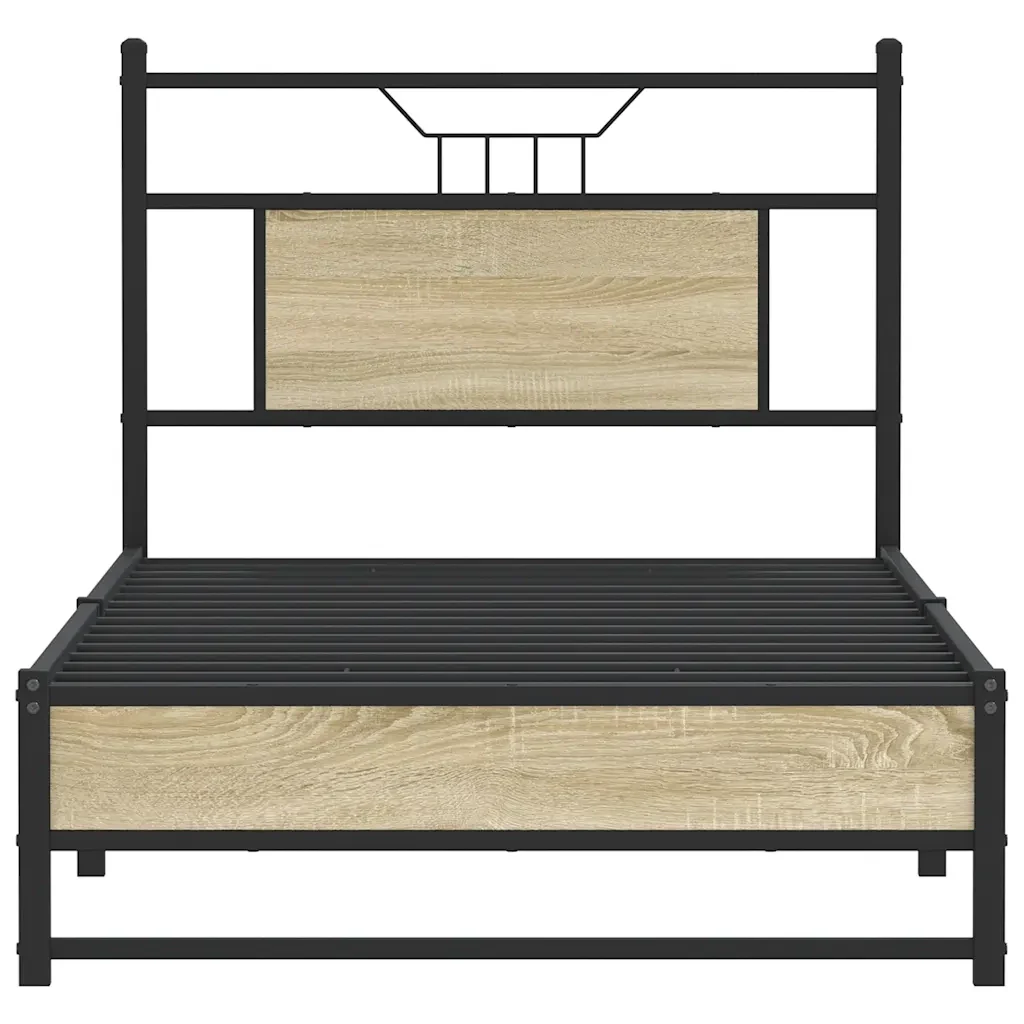 Letto singolo | Letto per adulti | Giroletto senza Materasso Rovere Sonoma 90x200 cm in Truciolato - Image 6