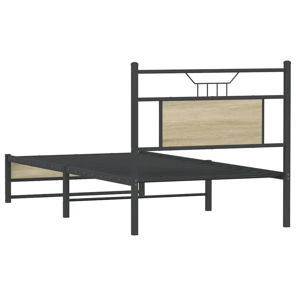 Letto singolo | Letto per adulti | Giroletto senza Materasso Rovere Sonoma 90x200 cm in Truciolato - Image 8