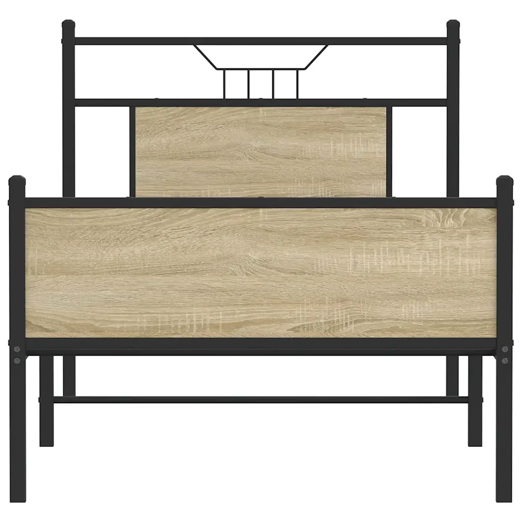 Letto singolo | Letto per adulti | Giroletto senza Materasso Rovere Sonoma 90x200 cm in Truciolato - Image 6