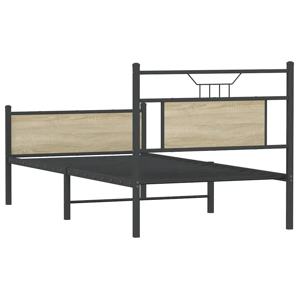 Letto singolo | Letto per adulti | Giroletto senza Materasso Rovere Sonoma 90x200 cm in Truciolato - Image 8