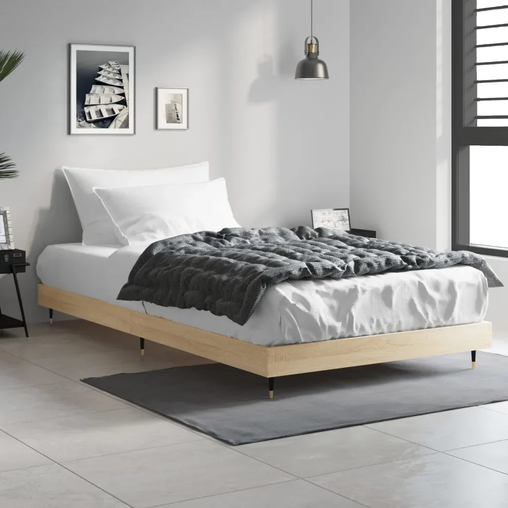 Letto singolo | Letto per adulti | Giroletto senza Materasso Rovere Sonoma 90x200 cm in Truciolato - Image 3