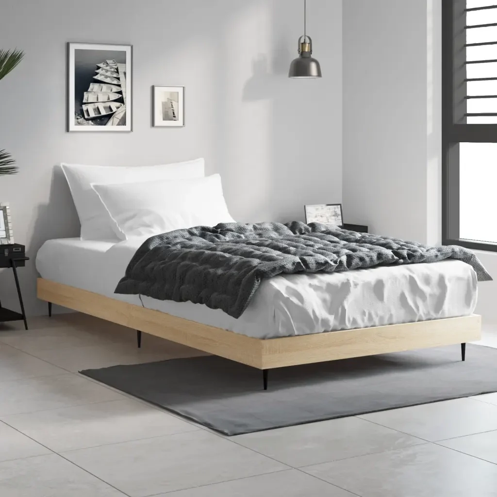 Letto singolo | Letto per adulti | Giroletto senza Materasso Rovere Sonoma 90x200 cm in Truciolato - Image 2