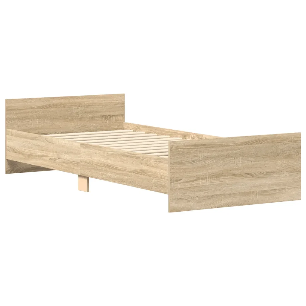 Letto singolo | Letto per adulti | Giroletto senza Materasso Rovere Sonoma 90x200 cm in Truciolato - Image 4