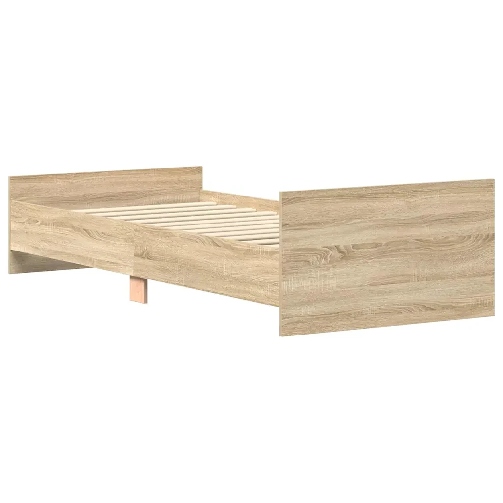 Letto singolo | Letto per adulti | Giroletto senza Materasso Rovere Sonoma 90x200 cm in Truciolato - Image 6