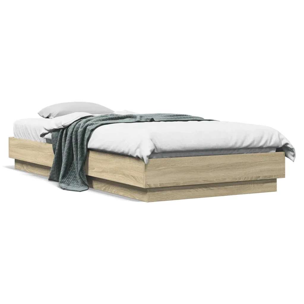 Letto singolo | Letto per adulti | Giroletto senza Materasso Rovere Sonoma 90x200 cm in Truciolato