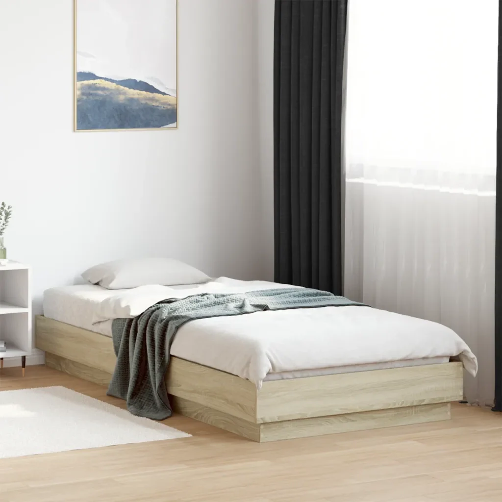 Letto singolo | Letto per adulti | Giroletto senza Materasso Rovere Sonoma 90x200 cm in Truciolato - Image 2