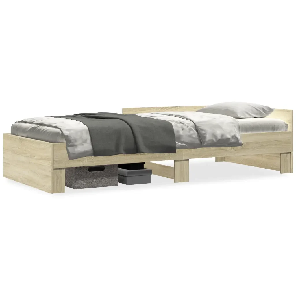 Letto singolo | Letto per adulti | Giroletto senza Materasso Rovere Sonoma 90x200 cm in Truciolato
