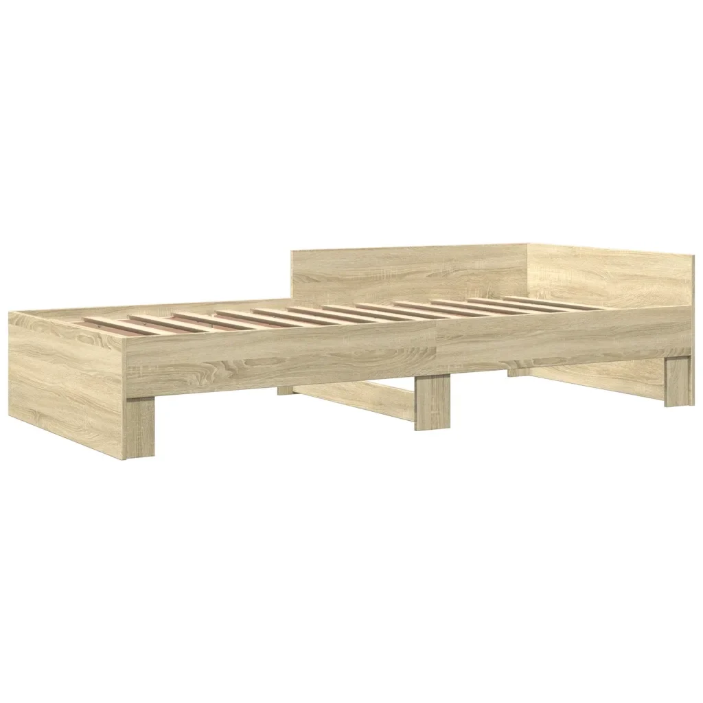 Letto singolo | Letto per adulti | Giroletto senza Materasso Rovere Sonoma 90x200 cm in Truciolato - Image 4