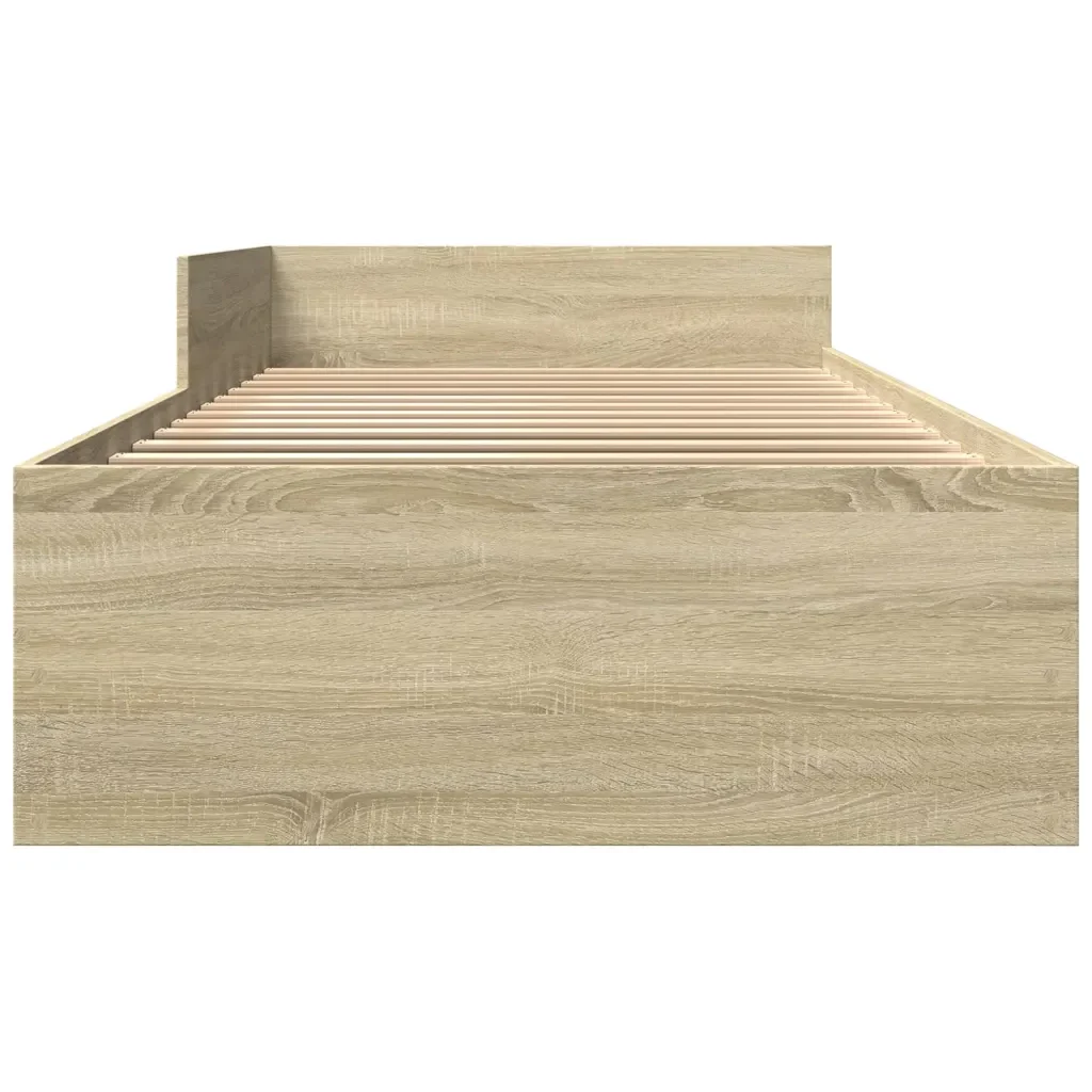 Letto singolo | Letto per adulti | Giroletto senza Materasso Rovere Sonoma 90x200 cm in Truciolato - Image 5