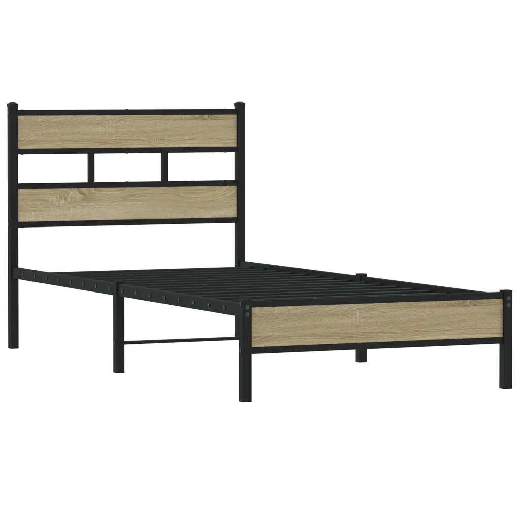 Letto singolo | Letto per adulti | Giroletto senza Materasso Rovere Sonoma 90x200 cm in Truciolato - Image 3