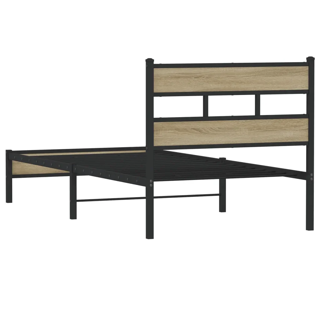 Letto singolo | Letto per adulti | Giroletto senza Materasso Rovere Sonoma 90x200 cm in Truciolato - Image 6
