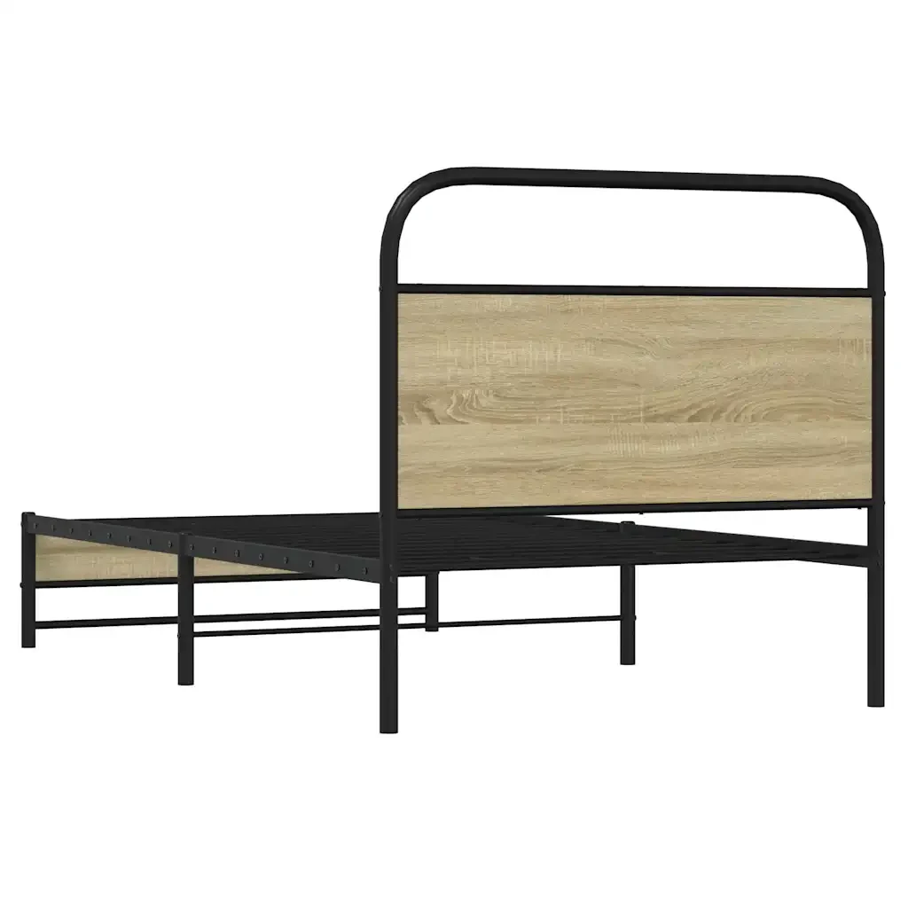 Letto singolo | Letto per adulti | Giroletto senza Materasso Rovere Sonoma 90x200 cm in Truciolato - Image 7