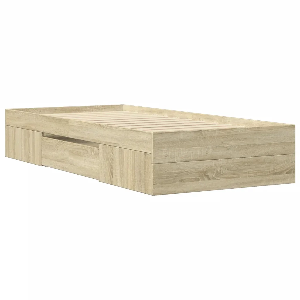 Letto singolo | Letto per adulti | Giroletto senza Materasso Rovere Sonoma 90x200 cm in Truciolato - Image 7