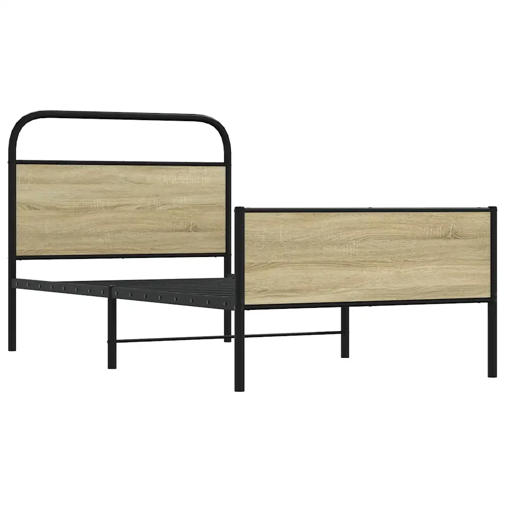 Letto singolo | Letto per adulti | Giroletto senza Materasso Rovere Sonoma 90x200 cm in Truciolato - Image 3