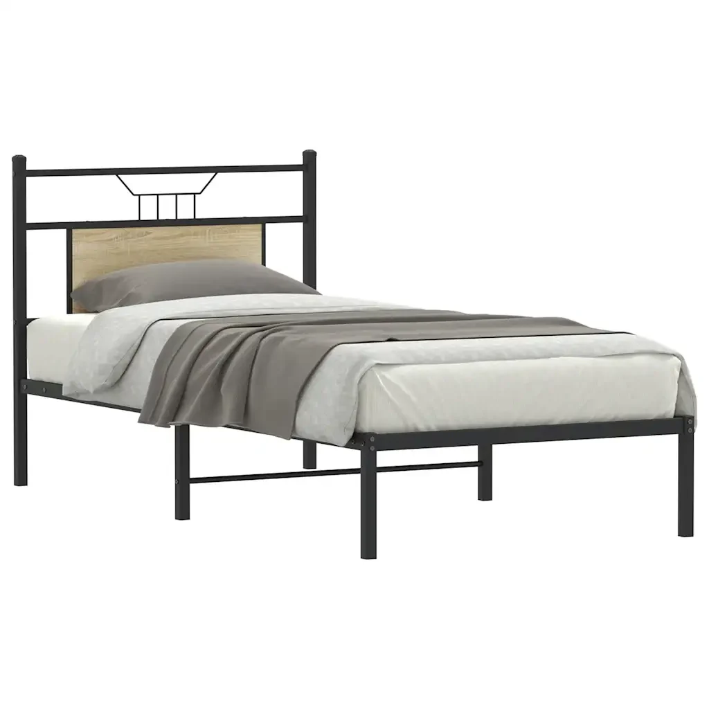 Letto singolo | Letto per adulti | Giroletto senza Materasso Rovere Sonoma 90x200 cm in Truciolato - Image 4