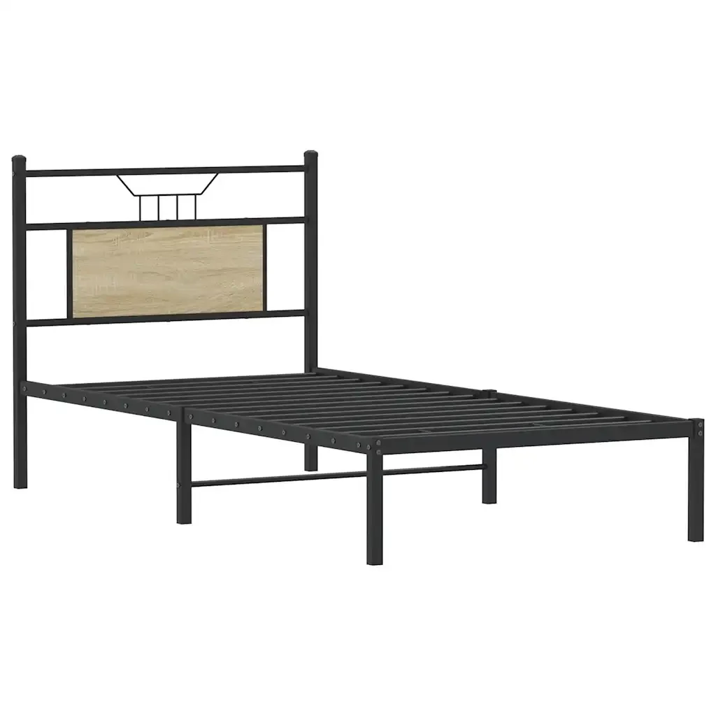 Letto singolo | Letto per adulti | Giroletto senza Materasso Rovere Sonoma 90x200 cm in Truciolato - Image 5