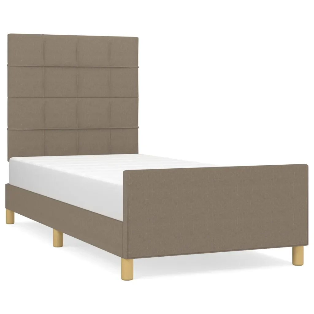 Letto singolo | Letto per adulti | Giroletto senza Materasso Tortora 100x200 cm in Tessuto