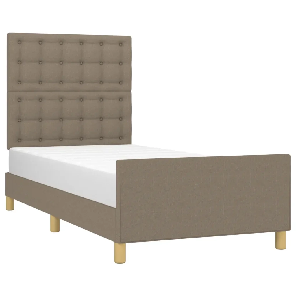 Letto singolo | Letto per adulti | Giroletto senza Materasso Tortora 100x200 cm in Tessuto - Image 3