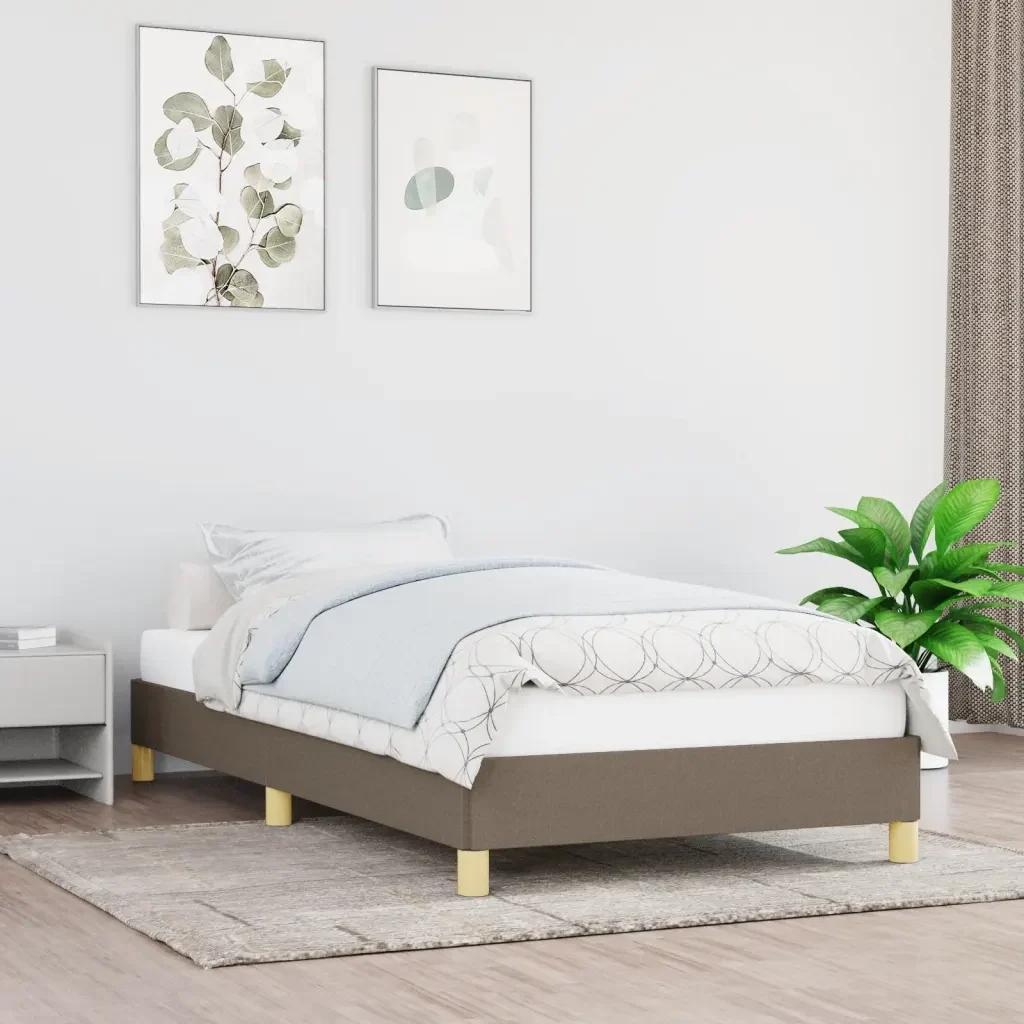 Letto singolo | Letto per adulti | Giroletto senza Materasso Tortora 100x200 cm in Tessuto - Image 2