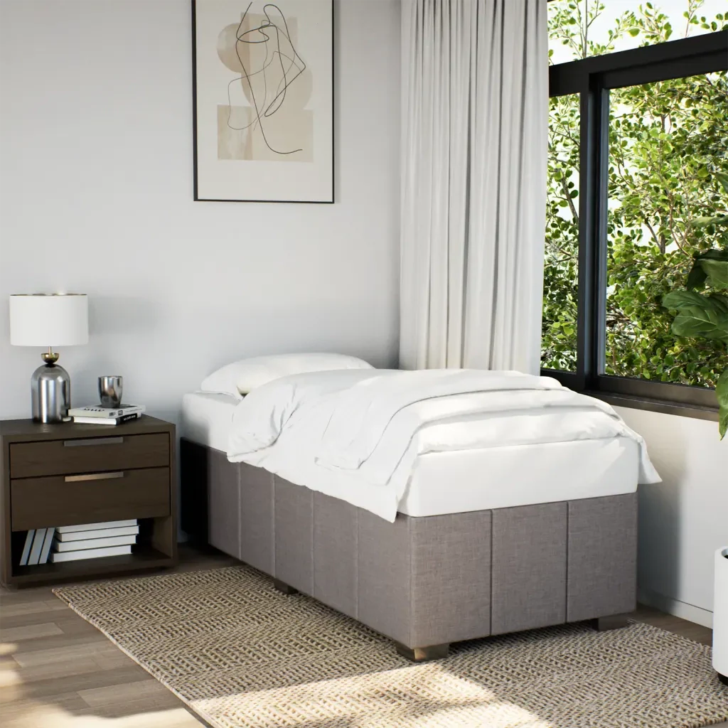 Letto singolo | Letto per adulti | Giroletto senza Materasso Tortora 80x200 cm Tessuto - Image 2
