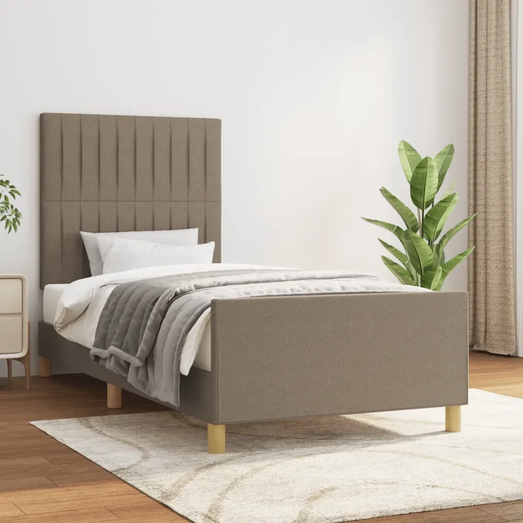 Letto singolo | Letto per adulti | Giroletto senza Materasso Tortora 80x200 cm Tessuto - Image 2